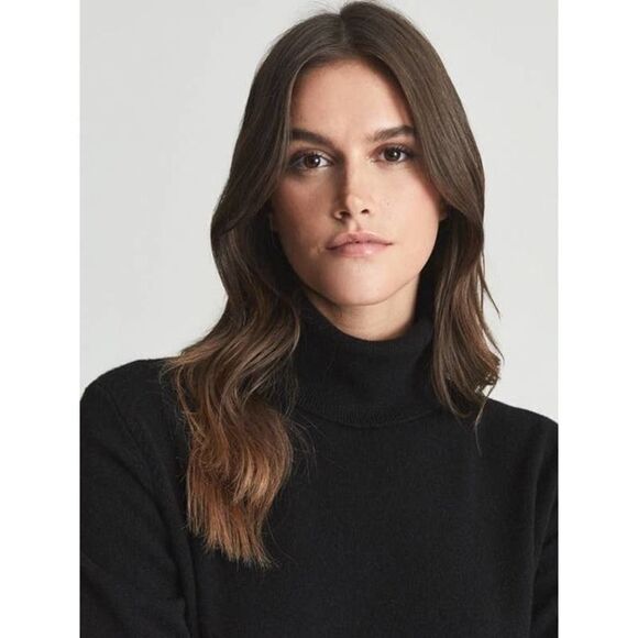 Reiss COLEEN 100% CASHMERE ROLL NECK JUMPER black Large - Picture 4 of 12